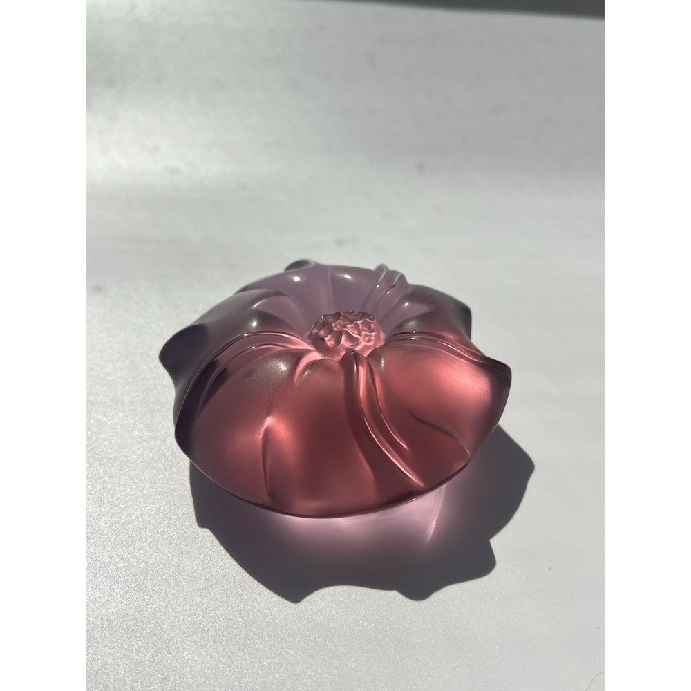 Lalique France frosted crystal flower paperweight